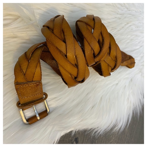 unbranded Accessories - Unbranded Tan Leather Braided Adjustable Belt
